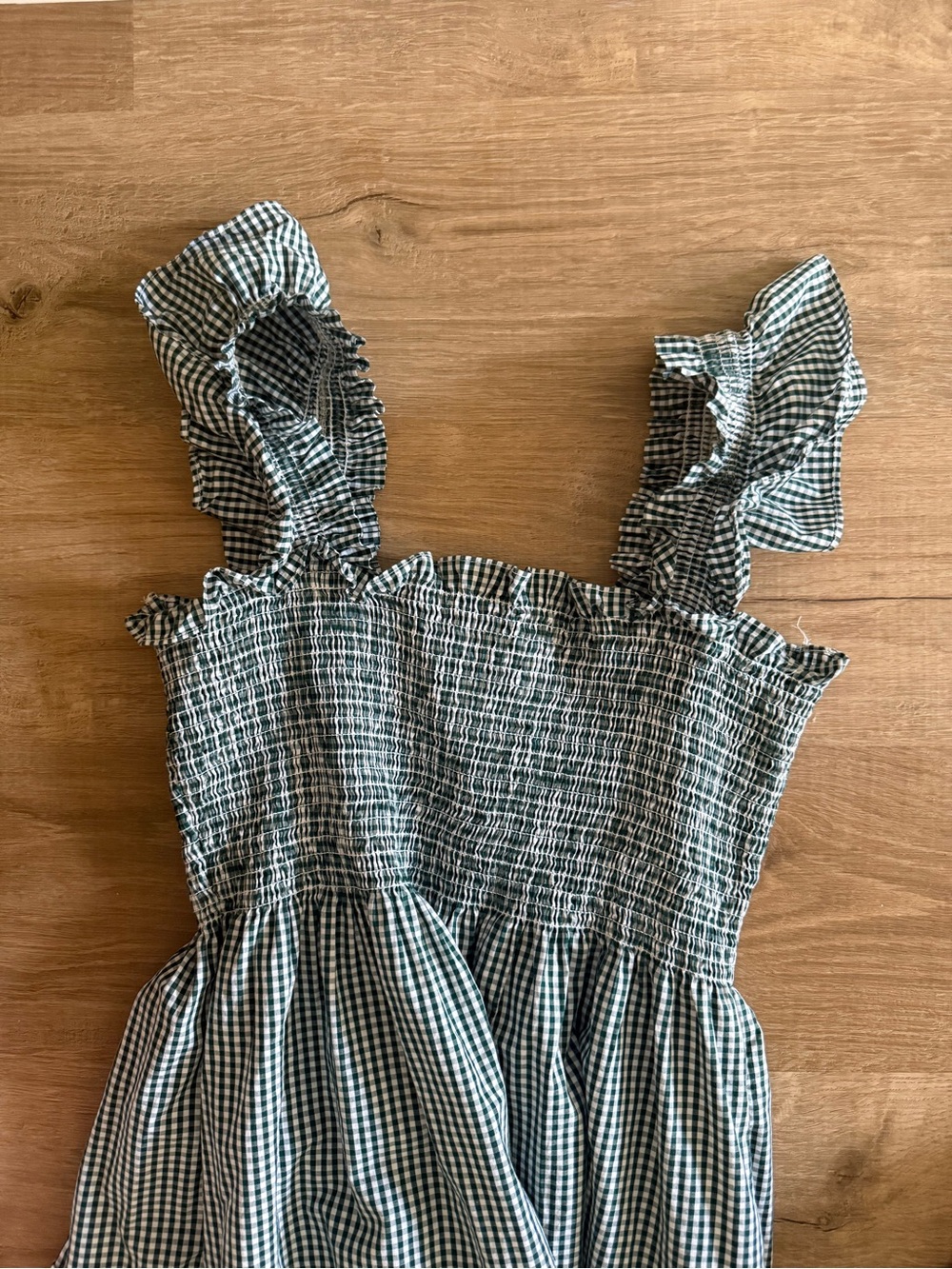 Hill House “Nap Dress” Maxi Dress in Forest Green and White Gingham - Picture 2 of 8